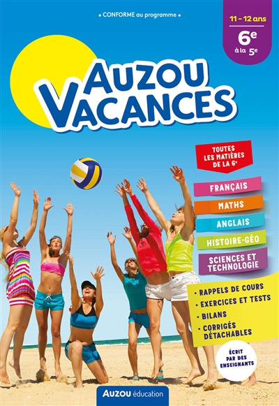 auzou vacances : 11-12 ans, 6e à la 5e