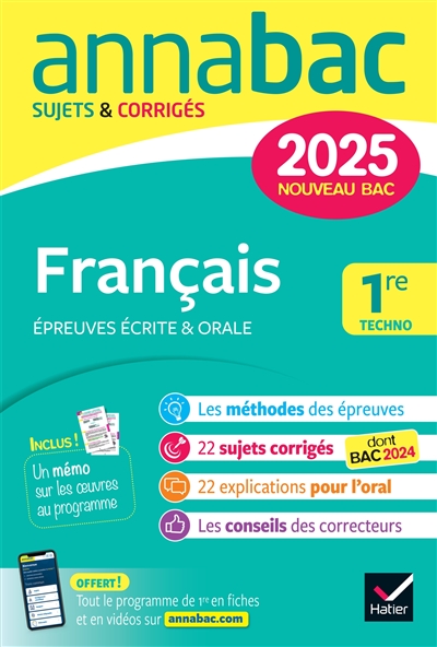 Français 1re techno : épreuves écrite & orale : nouveau bac 2025