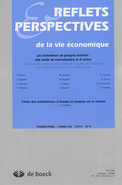 Reflets et perspectives de la vie économique, n° 54-4. Les indicateurs de progrès sociétal : des outils de connaissance et d'action