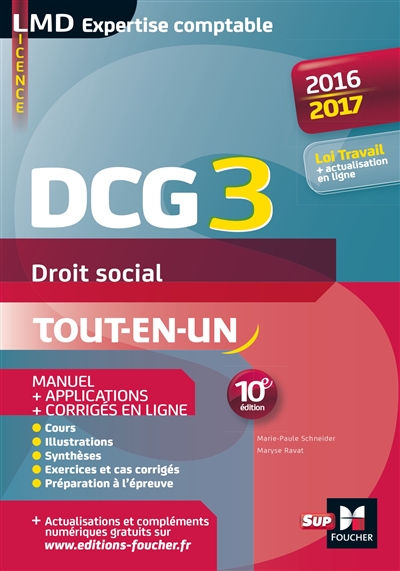 DCG 3, droit social : tout-en-un : 2016-2017