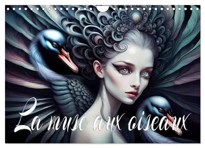 La muse aux oiseaux (Calendrier mural 2026 DIN A4 vertical), CALVENDO calendrier mensuel : Association magique d'un oiseau et d'une belle muse, créée avec l'IA.