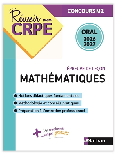 Mathématiques, épreuve de leçon : oral 2026-2027 : concours M2
