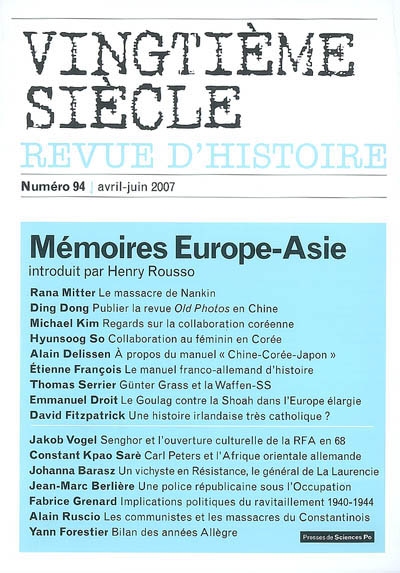 Vingtième siècle, n° 94....