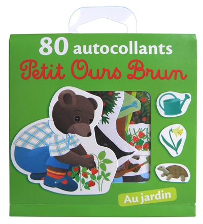 Petit ours brun : 80 autocollants : au jardin