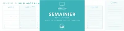 Semainier bloc clavier : 16 mois : de septembre 2021 à décembre 2022