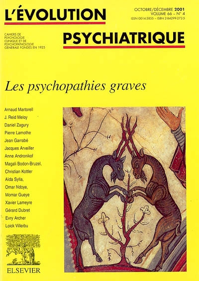 evolution psychiatrique (l'), n° 4 (2001). les psychopathies graves