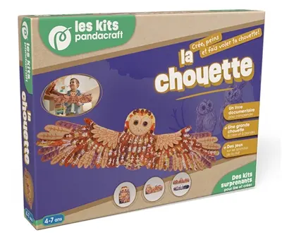 La chouette : Kit Pandacraft 4-7 ans : Crée, peins et fais voler ta chouette !