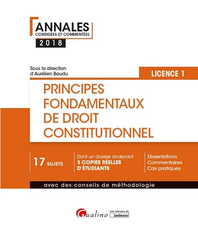 Principes fondamentaux de droit constitutionnel, licence 1, semestre 1 : 2018