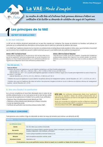 La VAE : mode d'emploi