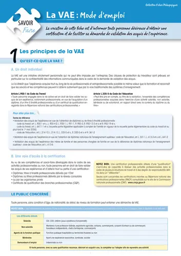 La VAE : mode d'emploi