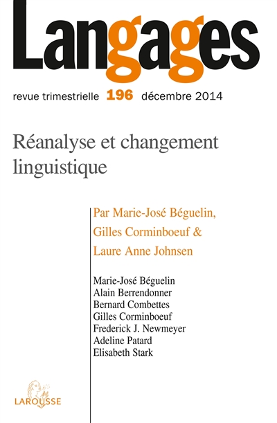 Langages, n° 196. Réanalyse et changement linguistique