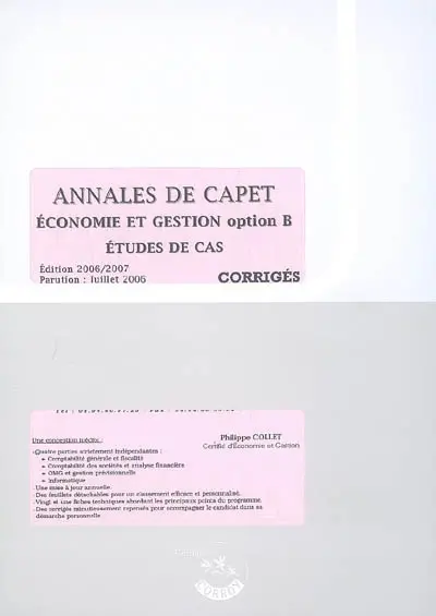 Annales de Capet économie et gestion option B : études de cas, corrigés