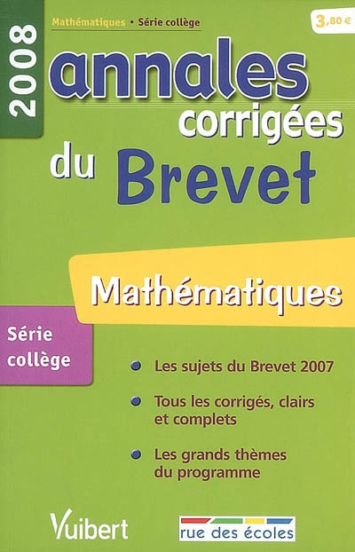 Mathématiques série collège : brevet 2008