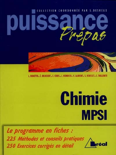 Chimie générale, MPSI : classes préparatoires, premier cycle universitaire