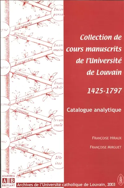 Collection de cours manuscrits de l'Université de Louvain, 1425-1797 : catalogue analytique