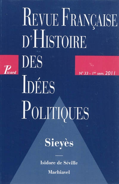 revue française d'histoire des idées politiques, n° 33. sieyès