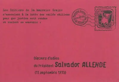 Discours d'adieu du président Salvador Allende (11 septembre 1973)