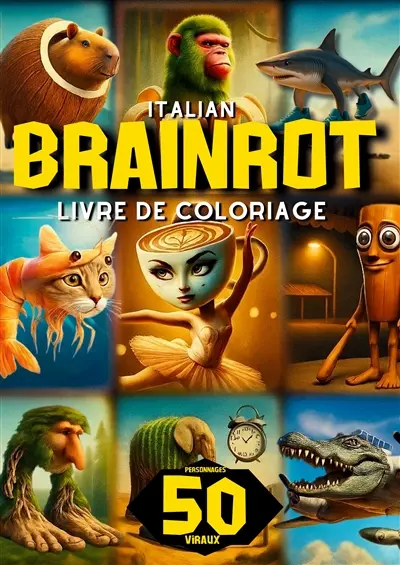 Italian Brainrot Livre de Coloriage : 50 Personnages Viraux à Colorier – Drôles, Creepy et Déjantés pour Enfants