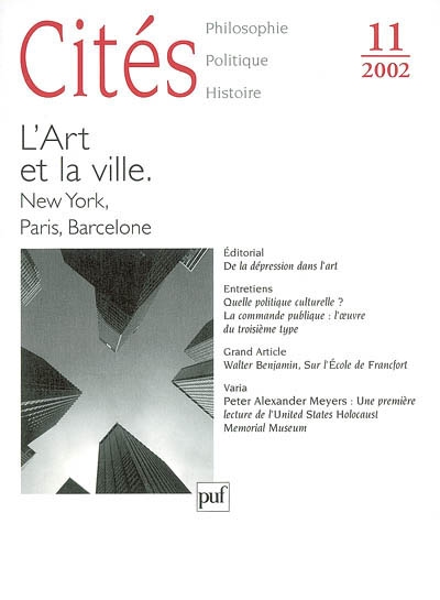 Cités, n° 11 (2002). L'art...