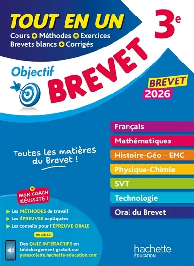 Tout en un 3e : brevet 2026 : toutes les matières du brevet !