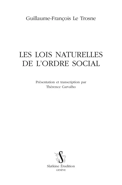 Les lois naturelles de l'ordre social