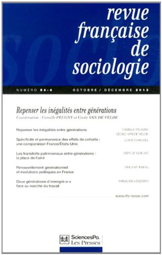 Revue française de sociologie, n° 54-4. Repenser les inégalités entre générations