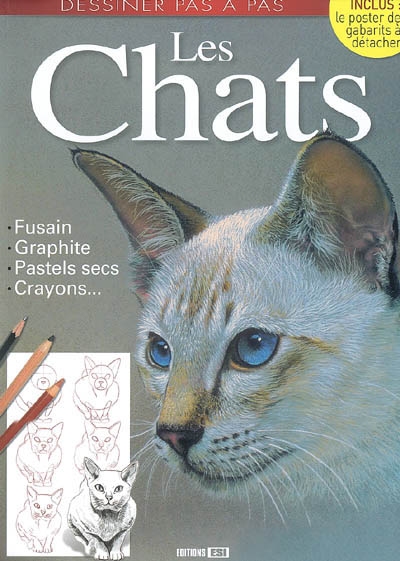 Les chats : fusain, graphite, pastels secs, crayons...