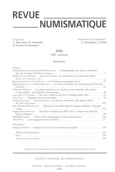 Revue numismatique, n° 161....