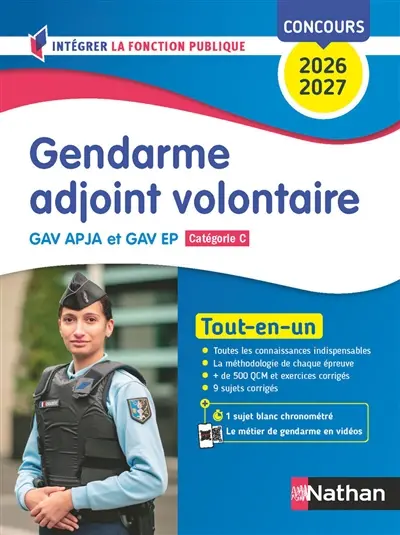 Gendarme adjoint volontaire : GAV APJA et GAV EP, catégorie C : tout-en-un, concours 2026-2027