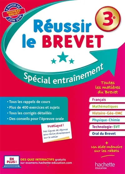 Réussir le brevet 3e : spécial entraînement : nouveau brevet, à partir de juin 2018