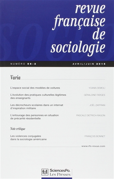 Revue française de sociologie, n° 56-2