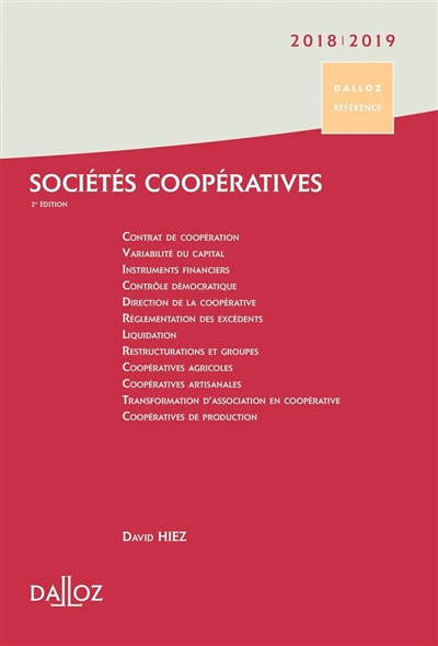 Sociétés coopératives 2018-2019 : création, organisation, fonctionnement