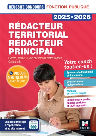 Rédacteur territorial, rédacteur principal : externe, interne, 3e voie et examens professionnels, catégorie B : 2025-2026