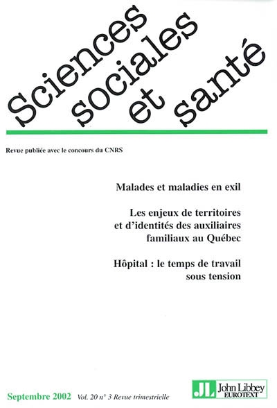 Sciences sociales et santé, n° 3 (2002)
