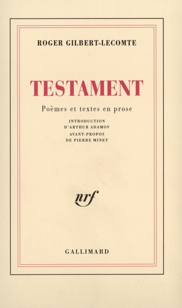 Testament : poèmes et textes en prose