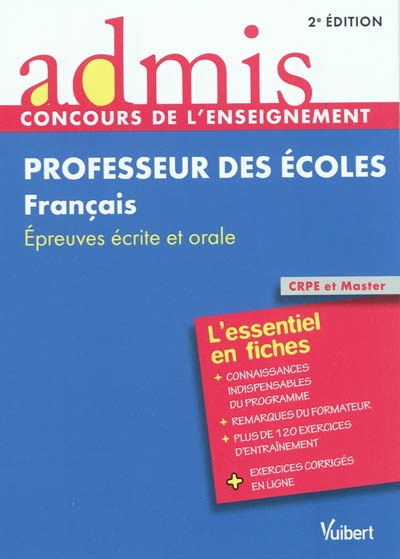 Professeur des écoles, français : épreuves écrite et orale : CRPE et Master
