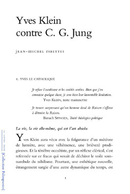 Yves Klein contre C.G. Jung : la grande bataille de l'Incarnation contre la marée noire de l'occultisme