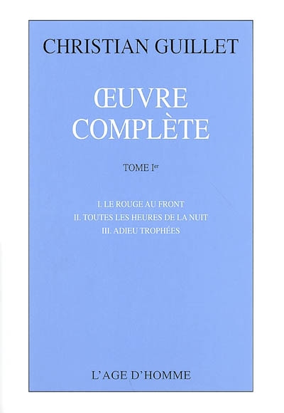 Oeuvre complète. Vol. 1