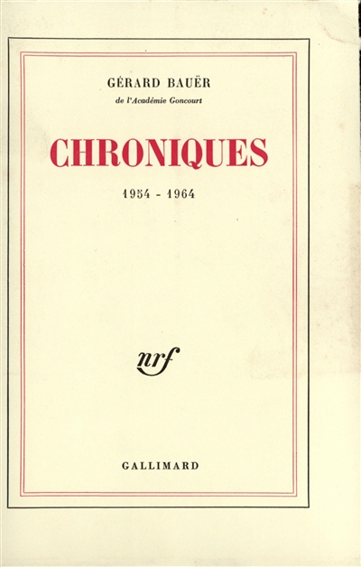Chroniques : 1954-1964