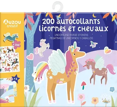 Licornes et chevaux : 200 autocollants. Unicorn and horse stickers. Pegatinas de unicornos y caballos