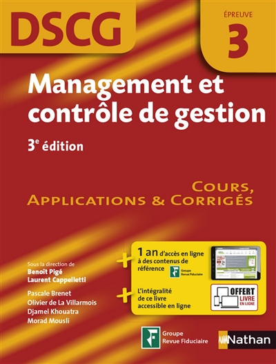 Management et contrôle de gestion, DSCG épreuve 3 : cours, applications & corrigés