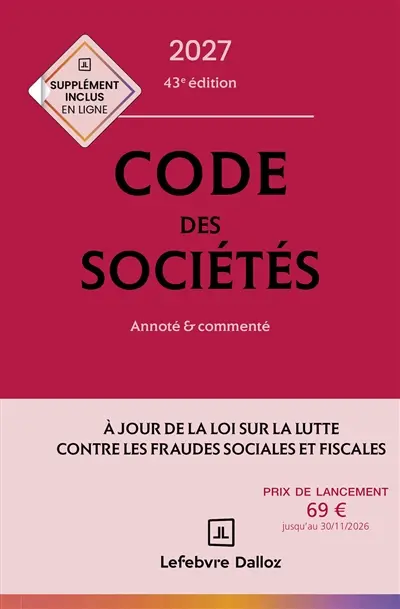 Code des sociétés 2027 : annoté & commenté