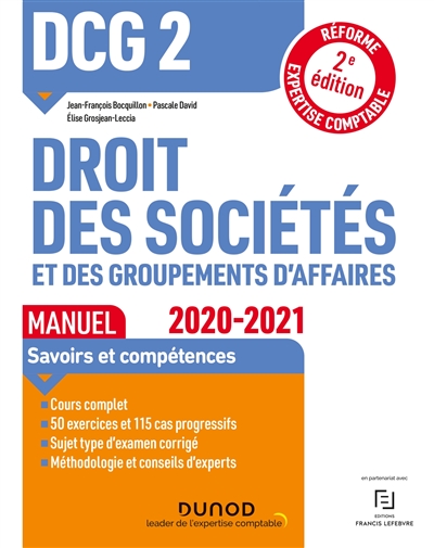 DCG 2, droit des sociétés et des groupements d'affaires : manuel : 2020-2021