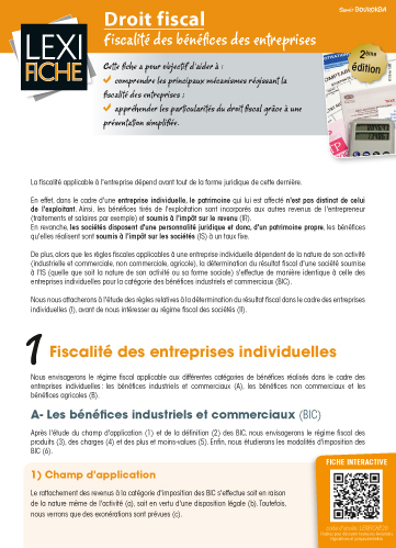 Droit fiscal : fiscalité des bénéfices des entreprises