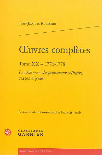 Oeuvres complètes. Vol. 20. 1776-1778