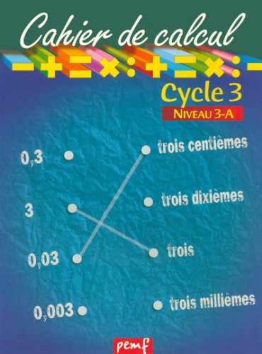Cahier de calcul, cycle 3, niveau 3A