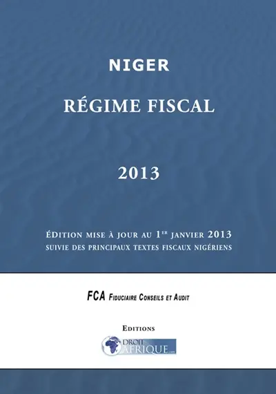 Niger : Regime fiscal 2013