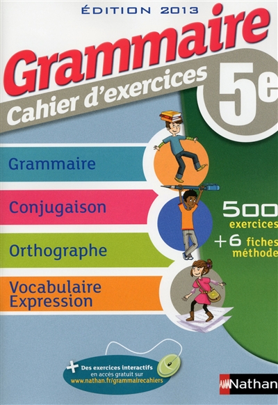 Grammaire 5e : cahier d'exercices