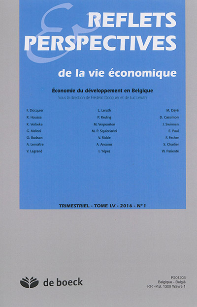 Reflets et perspectives de la vie économique, n° 1 (2016). Economie du développement en Belgique