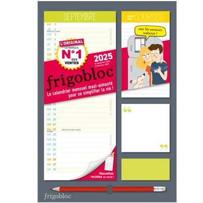 Mini Frigobloc Mensuel 2025 : Calendrier d'organisation familiale / mois (de sept. 2024 à déc. 2025)